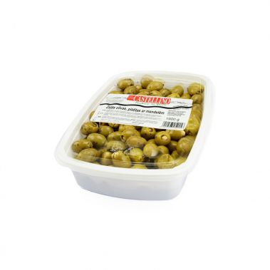 Olīvas zaļās pildītās ar mandelēm, eļļā, 101/110, 2*1.9kg (s.s. 1.3kg), Castellino