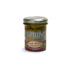 Olīvas zaļās pildītās ar kaltētiem tomātiem, eļļā, 101/110, 6*180g, Castellino