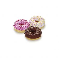Donut mix with rose, choco, white glaze, mini, RTE, frozen, 3*(30*22g), Vandemoortele